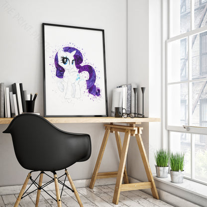 My Little Pony 'RARITY' Watercolour Splash Wall Art Print