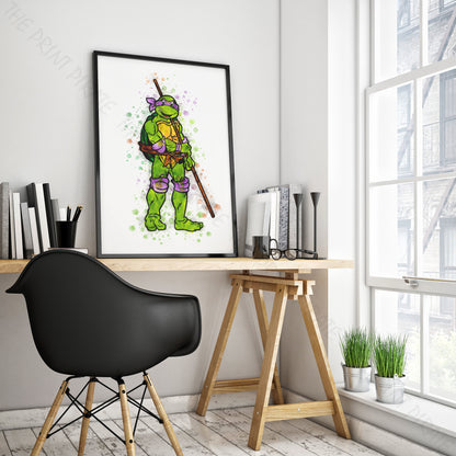 Teenage Mutant Ninja Turtles 'DONATELLO' Watercolour Splash Wall Art Print
