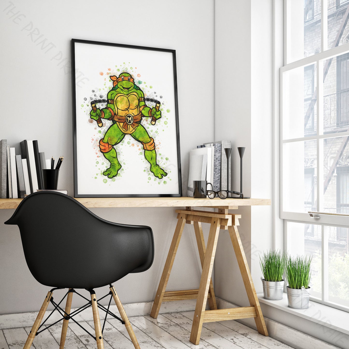 Teenage Mutant Ninja Turtles 'MICHELANGELO' Watercolour Splash Wall Art Print