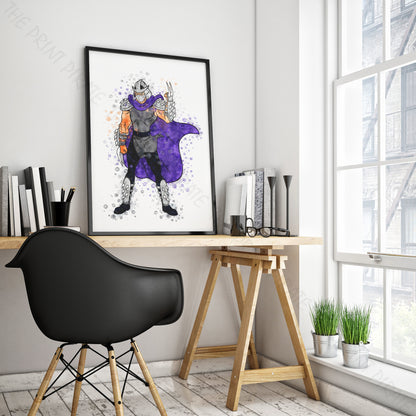 Teenage Mutant Ninja Turtles 'SHREDDER' Watercolour Splash Wall Art Print
