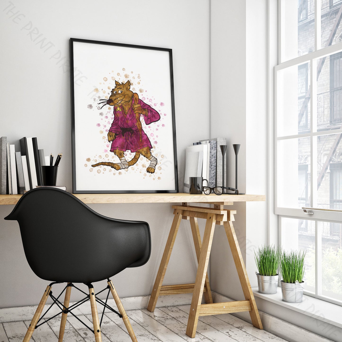 Teenage Mutant Ninja Turtles 'SPLINTER' Watercolour Splash Wall Art Print