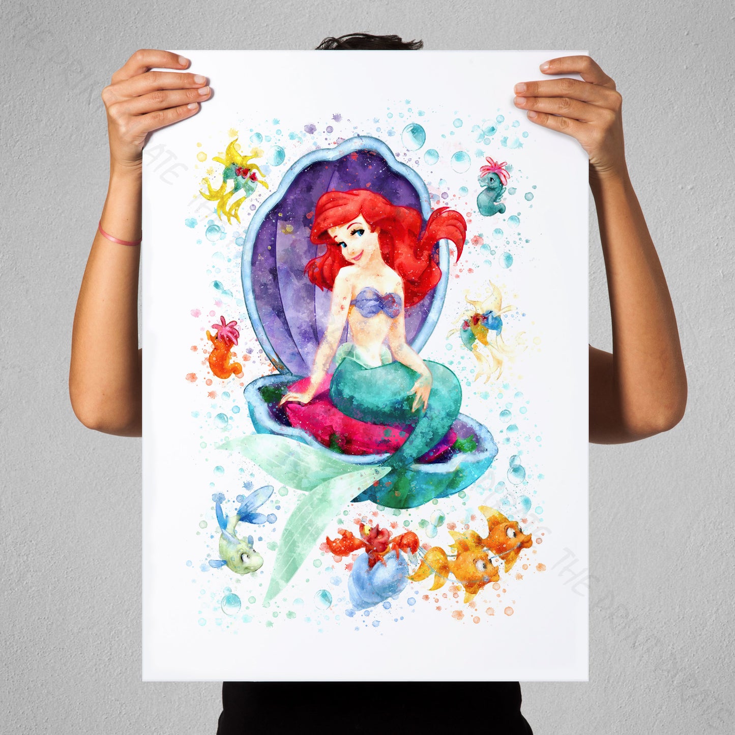 Disney 'LITTLE MERMAID GROUP' Little Mermaid Watercolour Splash Wall Art Print