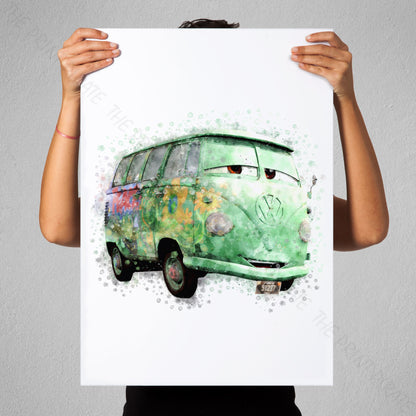 Disney 'FILMORE' Cars Character Watercolour Splash Wall Art Print