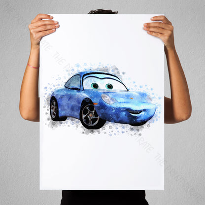 Disney 'SALLY' Cars Character Watercolour Splash Wall Art Print