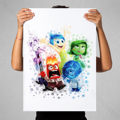 Disney 'INSIDE OUT GROUP' Inside Out Watercolour Splash Wall Art Print