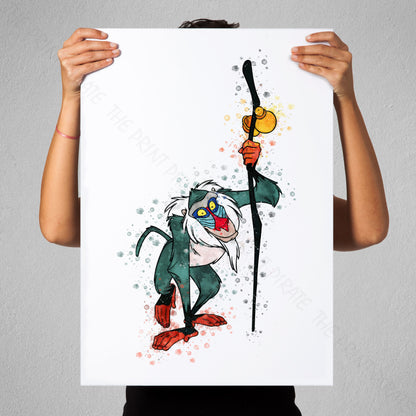 Disney 'RAFIKI' Lion King Watercolour Splash Wall Art Print