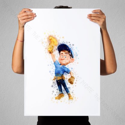 Disney 'FELIX' Wreck It Ralph Watercolour Splash Wall Art Print