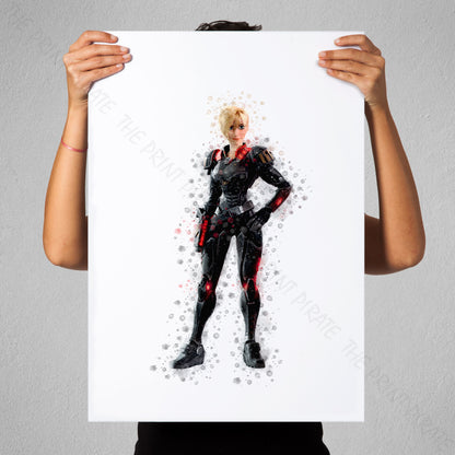 Disney 'SGT CALHOUN' Wreck It Ralph Watercolour Splash Wall Art Print