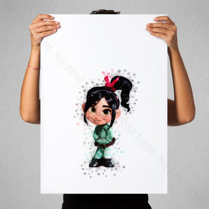 Disney 'VANELLOPE' Wreck It Ralph Watercolour Splash Wall Art Print