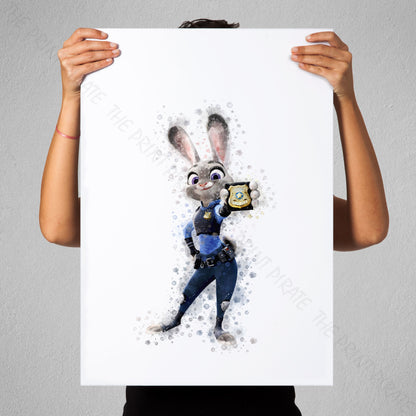 Disney 'JUDY HOPPS' Zootopia Watercolour Splash Wall Art Print