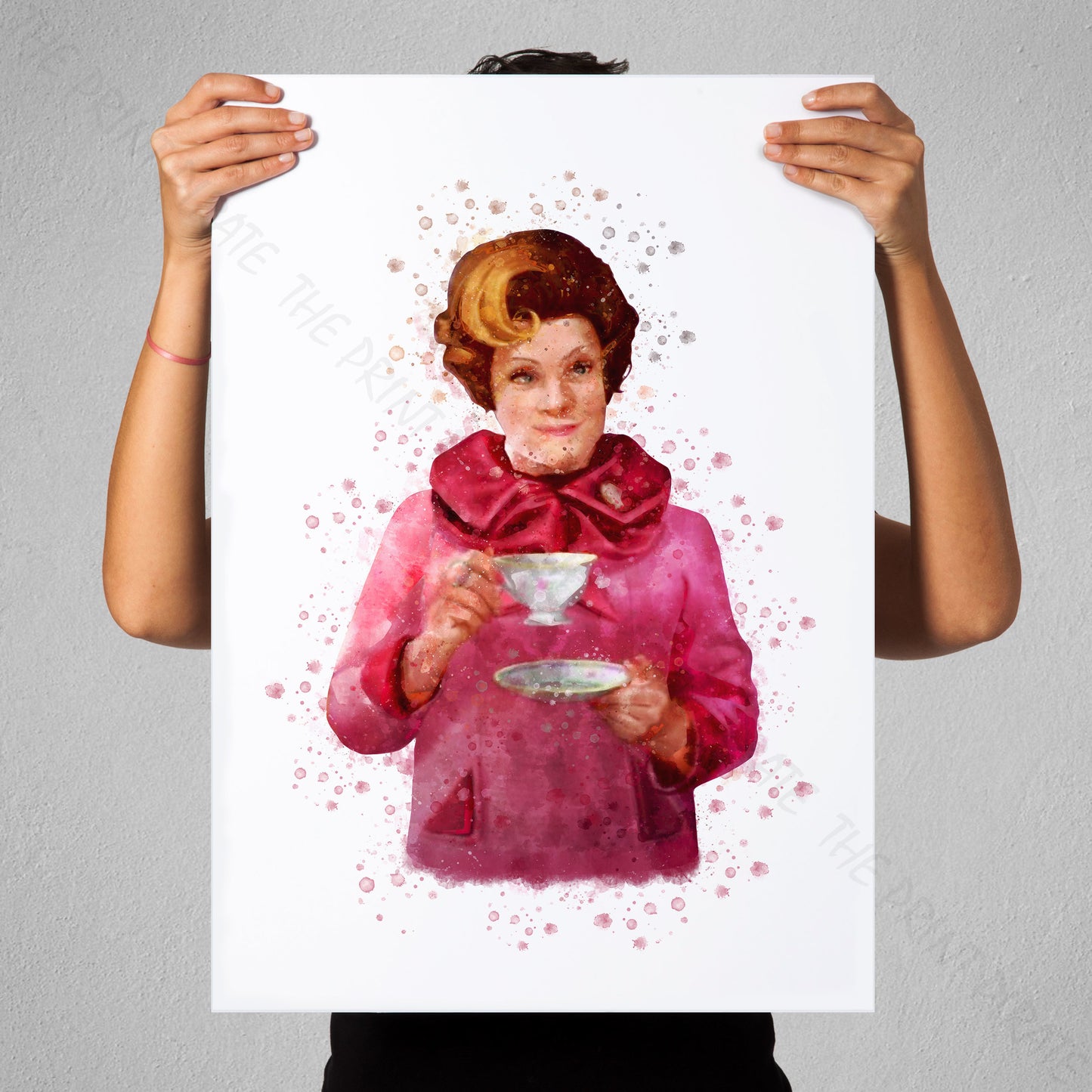 Wizarding World 'DELORES UMBRIDGE' Hogwarts Harry Potter / Fantastic Beasts Watercolour Splash Wall Art Print