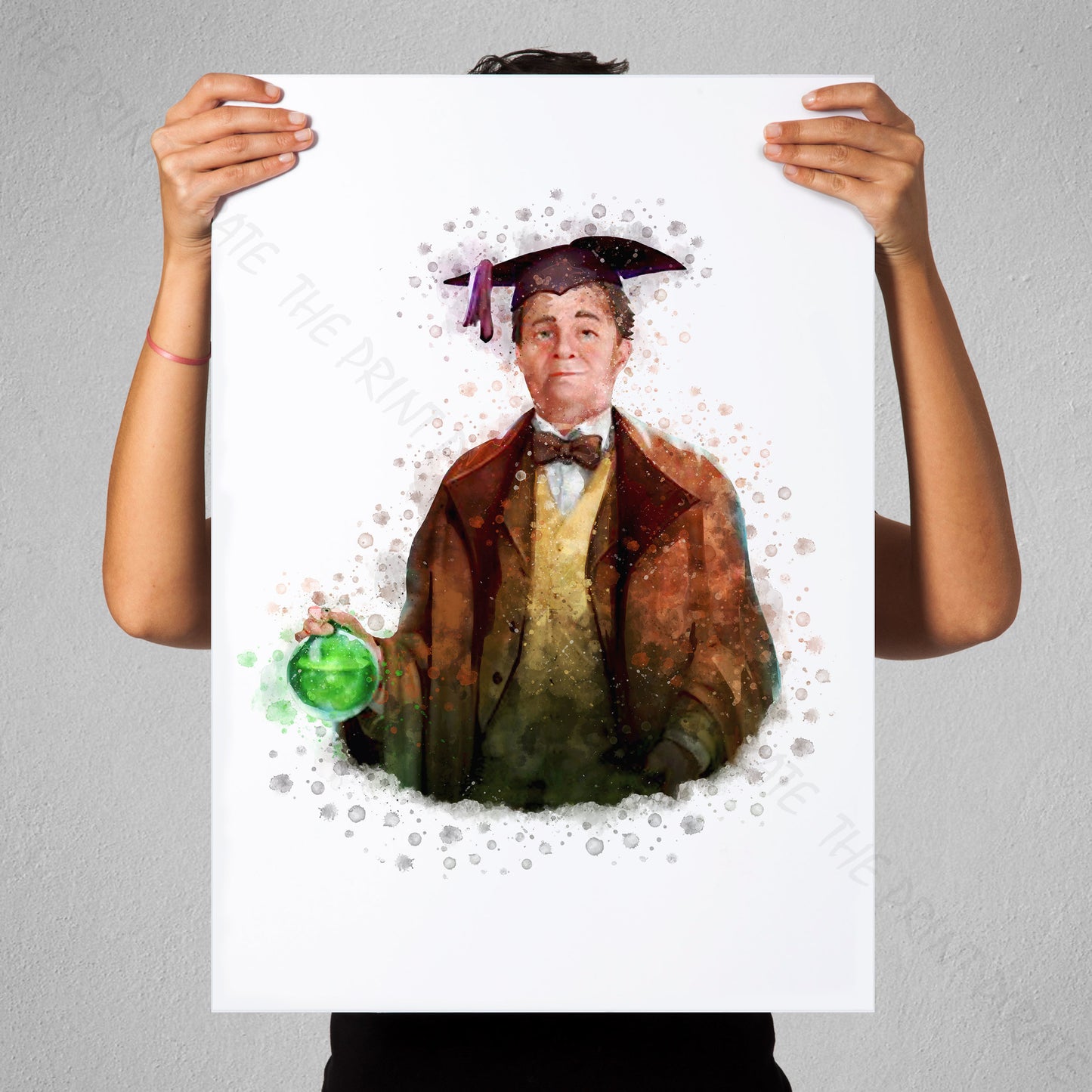 Wizarding World 'HORACE SLUGHORN' Hogwarts Harry Potter / Fantastic Beasts Watercolour Splash Wall Art Print