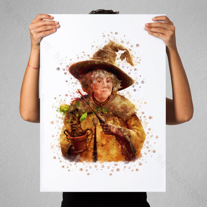 Wizarding World 'PROFESSOR SPROUT' Hogwarts Harry Potter / Fantastic Beasts Watercolour Splash Wall Art Print