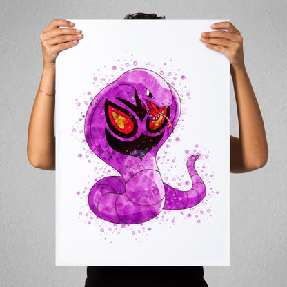 Pokemon 'EKANS' Watercolour Splash Wall Art Print