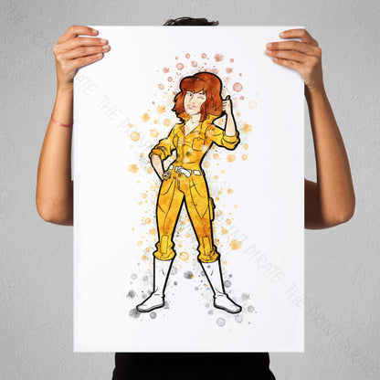 Teenage Mutant Ninja Turtles 'APRIL O'NEIL' Watercolour Splash Wall Art Print