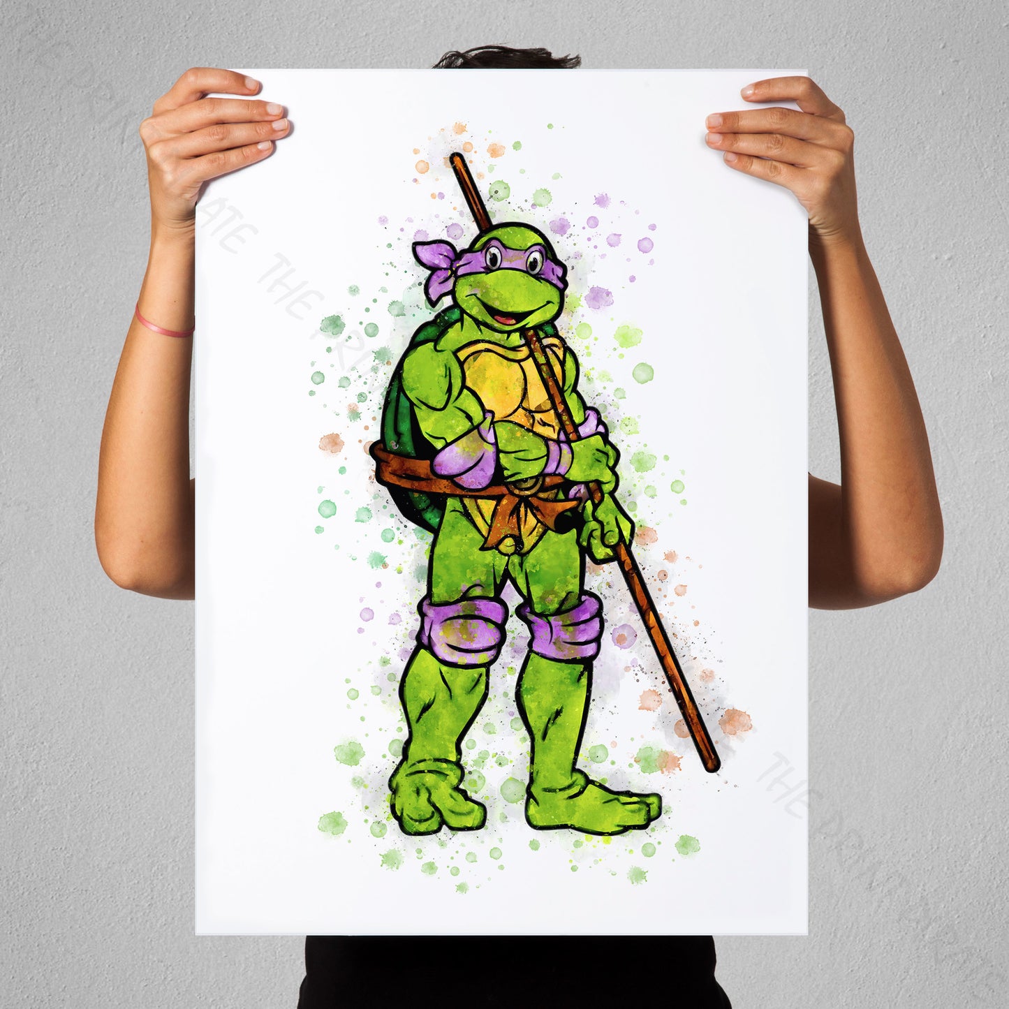 Teenage Mutant Ninja Turtles 'DONATELLO' Watercolour Splash Wall Art Print