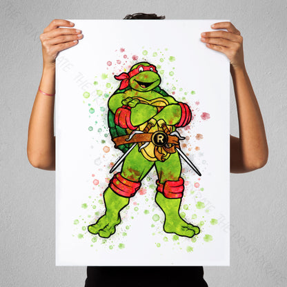 Teenage Mutant Ninja Turtles 'RAPHAEL' Watercolour Splash Wall Art Print