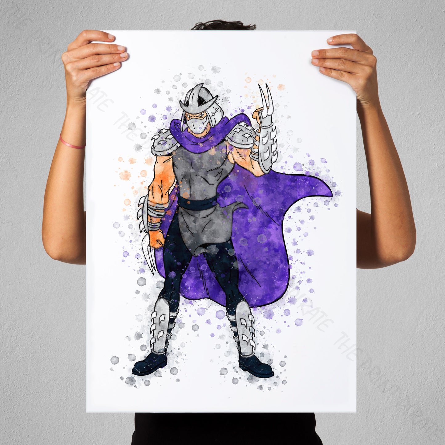 Teenage Mutant Ninja Turtles 'SHREDDER' Watercolour Splash Wall Art Print
