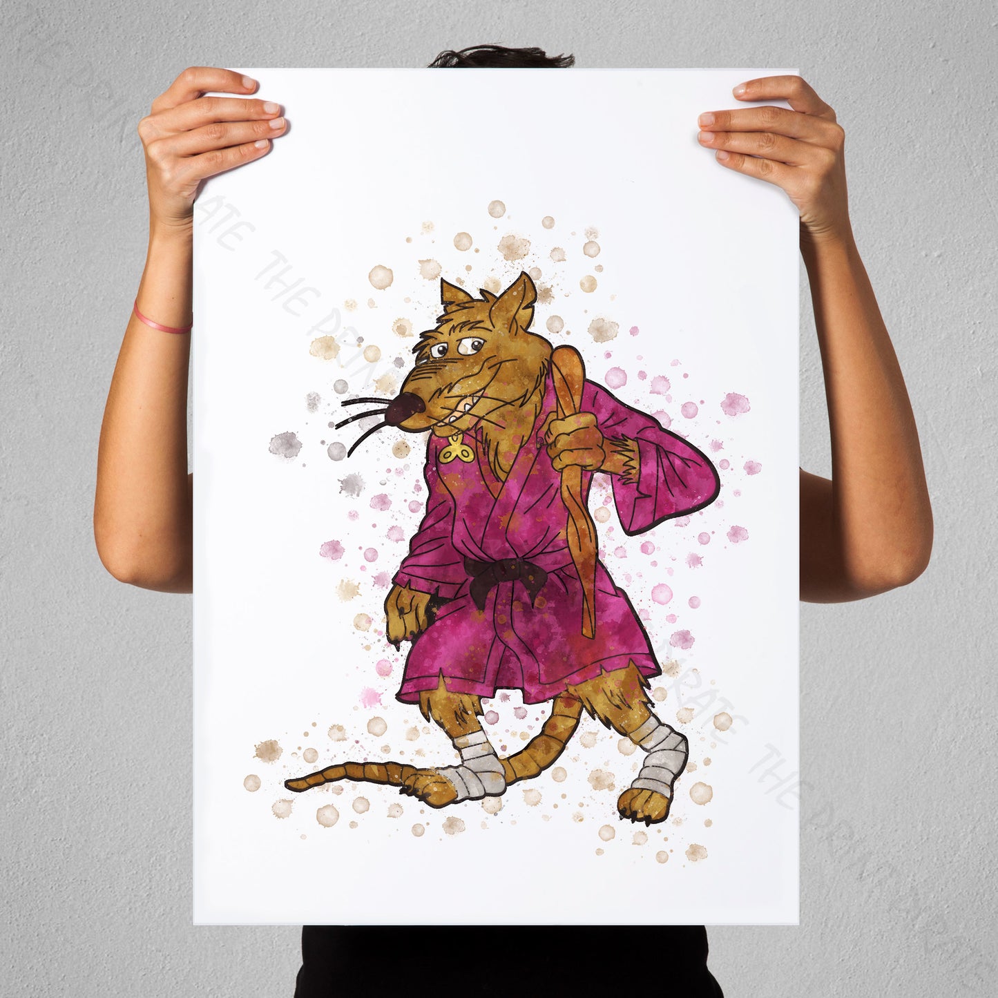 Teenage Mutant Ninja Turtles 'SPLINTER' Watercolour Splash Wall Art Print