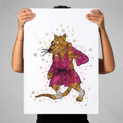 Teenage Mutant Ninja Turtles 'SPLINTER' Watercolour Splash Wall Art Print