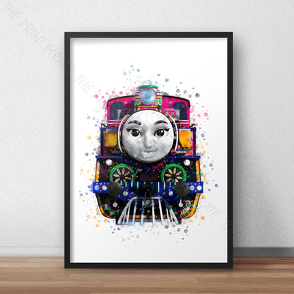 Thomas and Friends 'ASHIMA' Watercolour Splash Wall Art Print