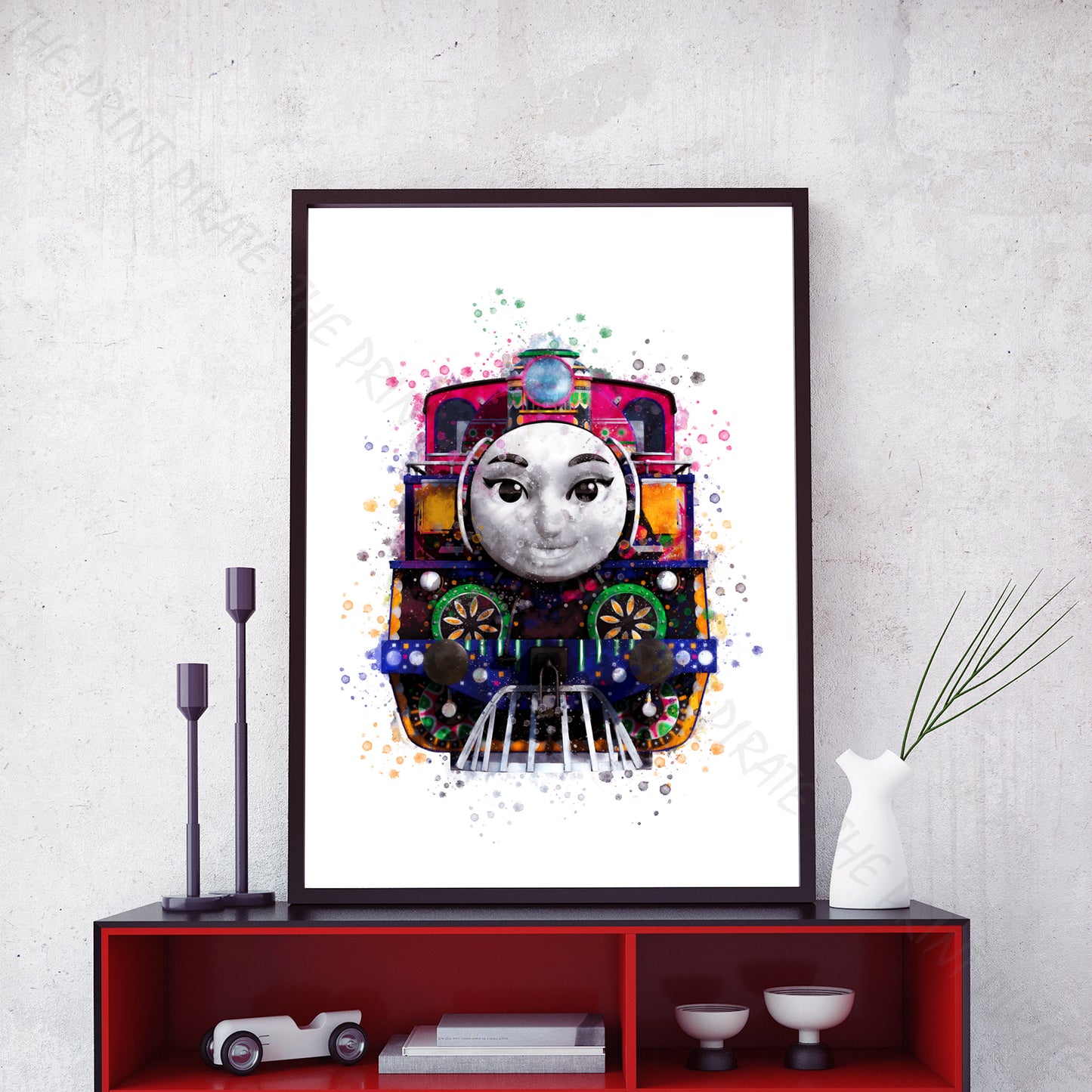 Thomas and Friends 'ASHIMA' Watercolour Splash Wall Art Print