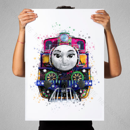 Thomas and Friends 'ASHIMA' Watercolour Splash Wall Art Print