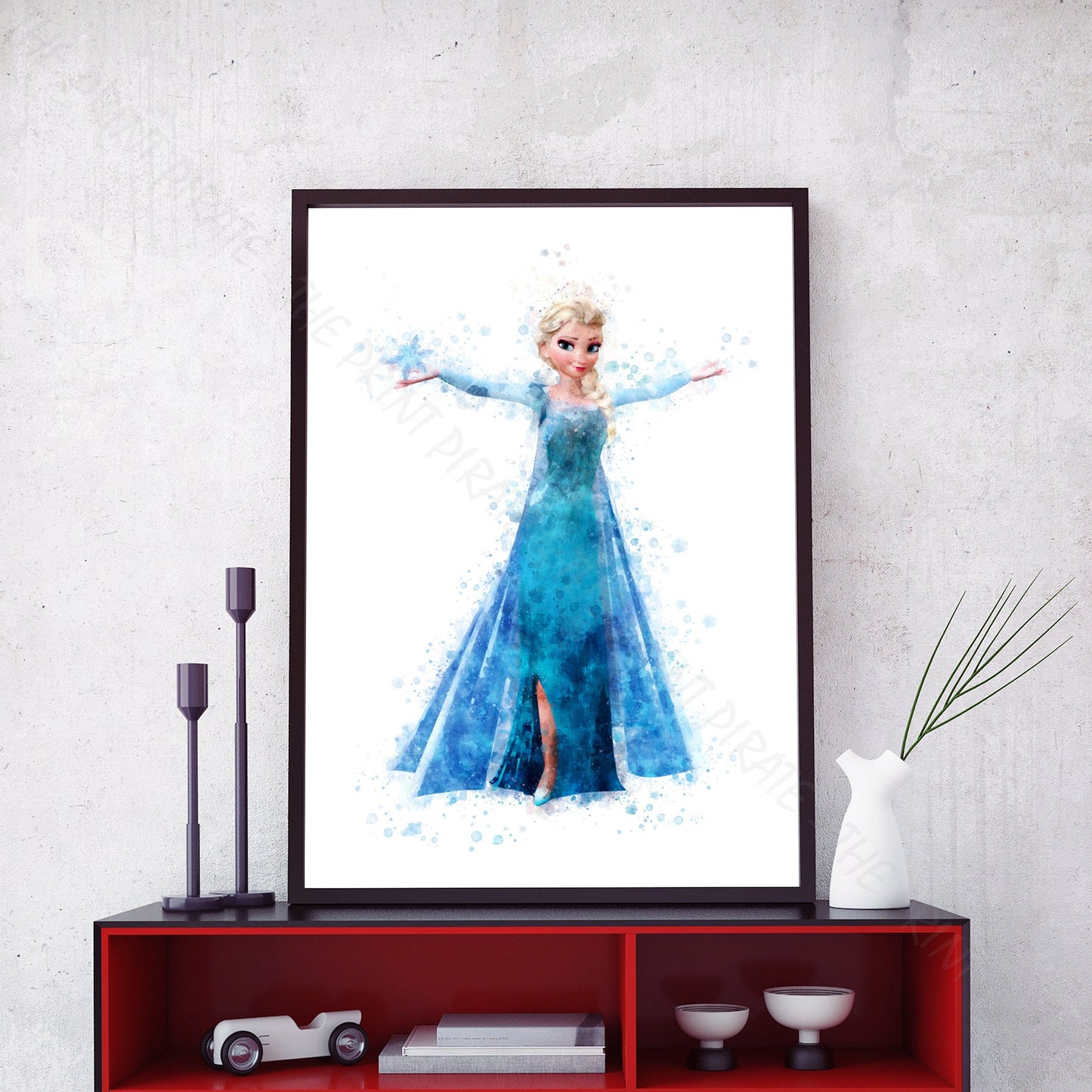 Disney 'ELSA' Princess Frozen Watercolour Splash Wall Art Print