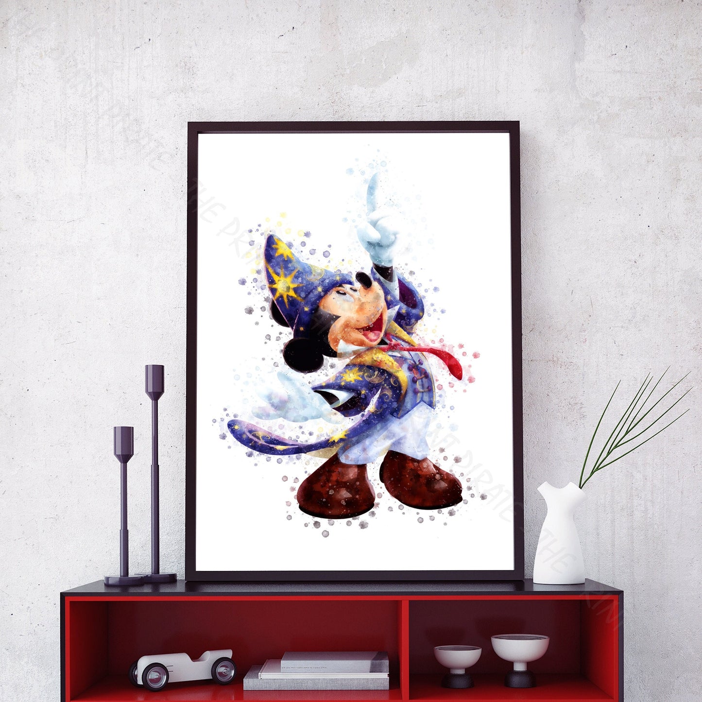 Disney 'MAGIC MICKEY MOUSE' Character Print Watercolour Splash Wall Art Print