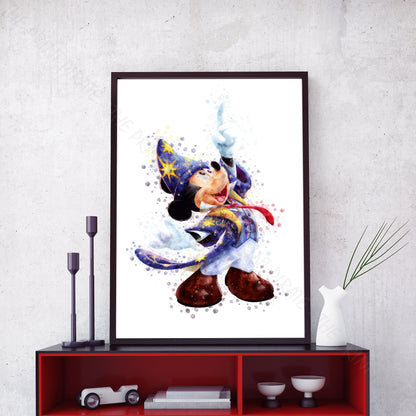 Disney 'MAGIC MICKEY MOUSE' Character Print Watercolour Splash Wall Art Print