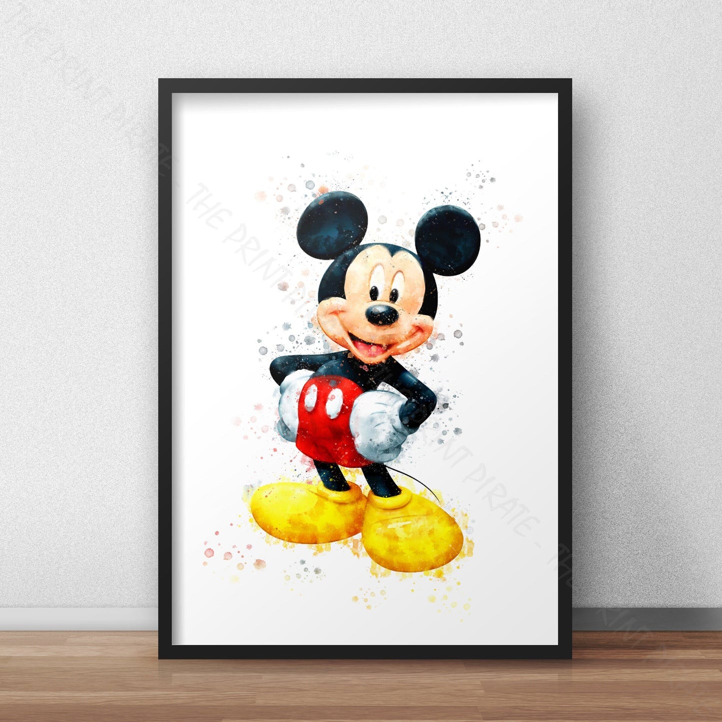 Disney 'MICKEY MOUSE' Character Watercolour Splash Wall Art Print