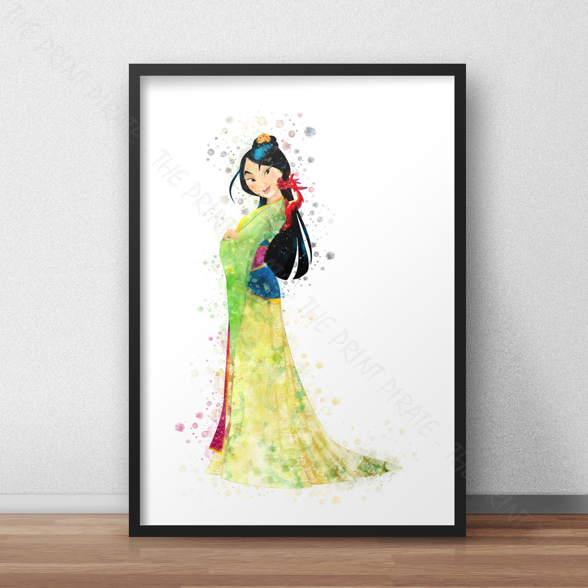 Disney 'MULAN' Princess Watercolour Splash Wall Art Print – The