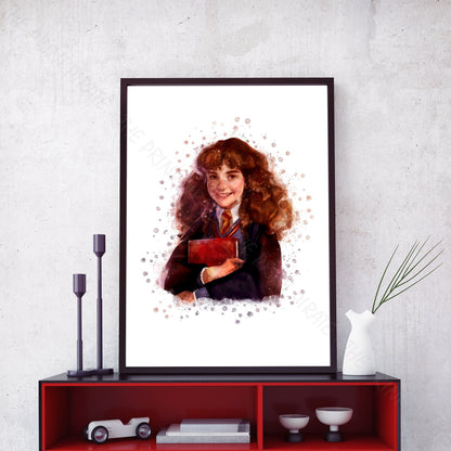 Wizarding World 'HERMIONE GRANGER' Hogwarts Harry Potter / Fantastic Beasts Watercolour Splash Wall Art Print