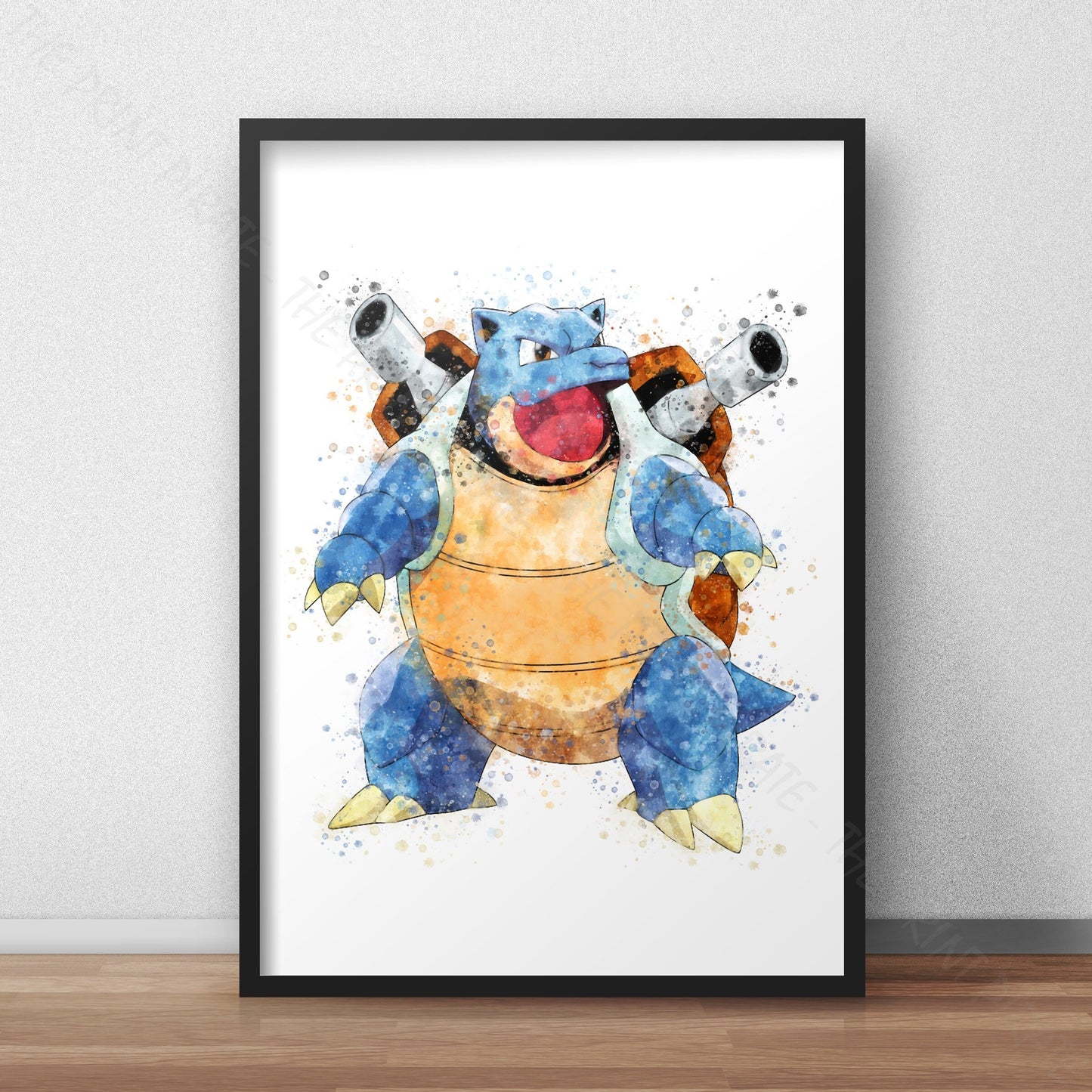 Pokemon 'BLASTOISE' Watercolour Splash Wall Art Print