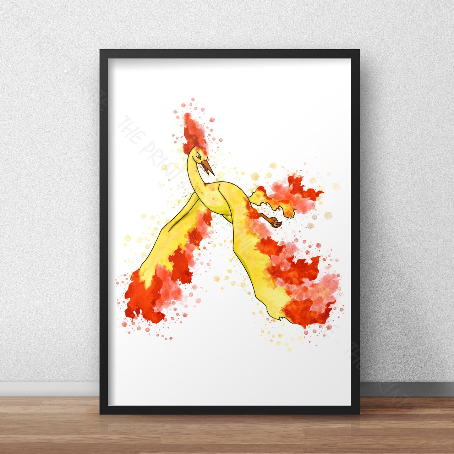 Pokemon 'MOLTRES' Watercolour Splash Wall Art Print