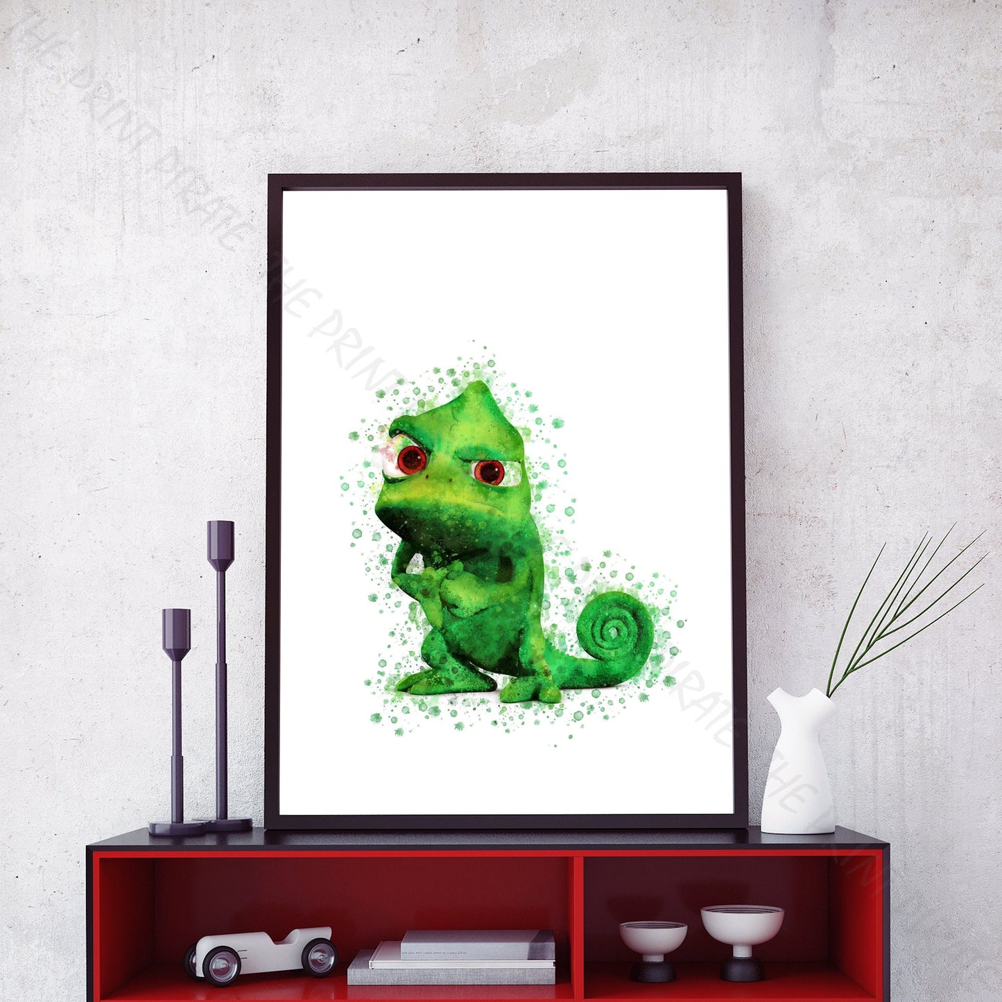 Disney 'PASCAL' Rapunzel, Tangled Watercolour Splash Wall Art Print