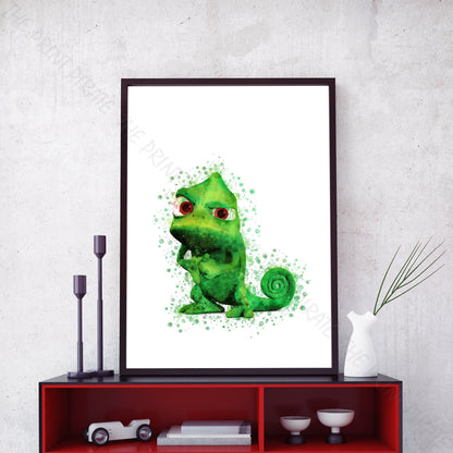 Disney 'PASCAL' Rapunzel, Tangled Watercolour Splash Wall Art Print