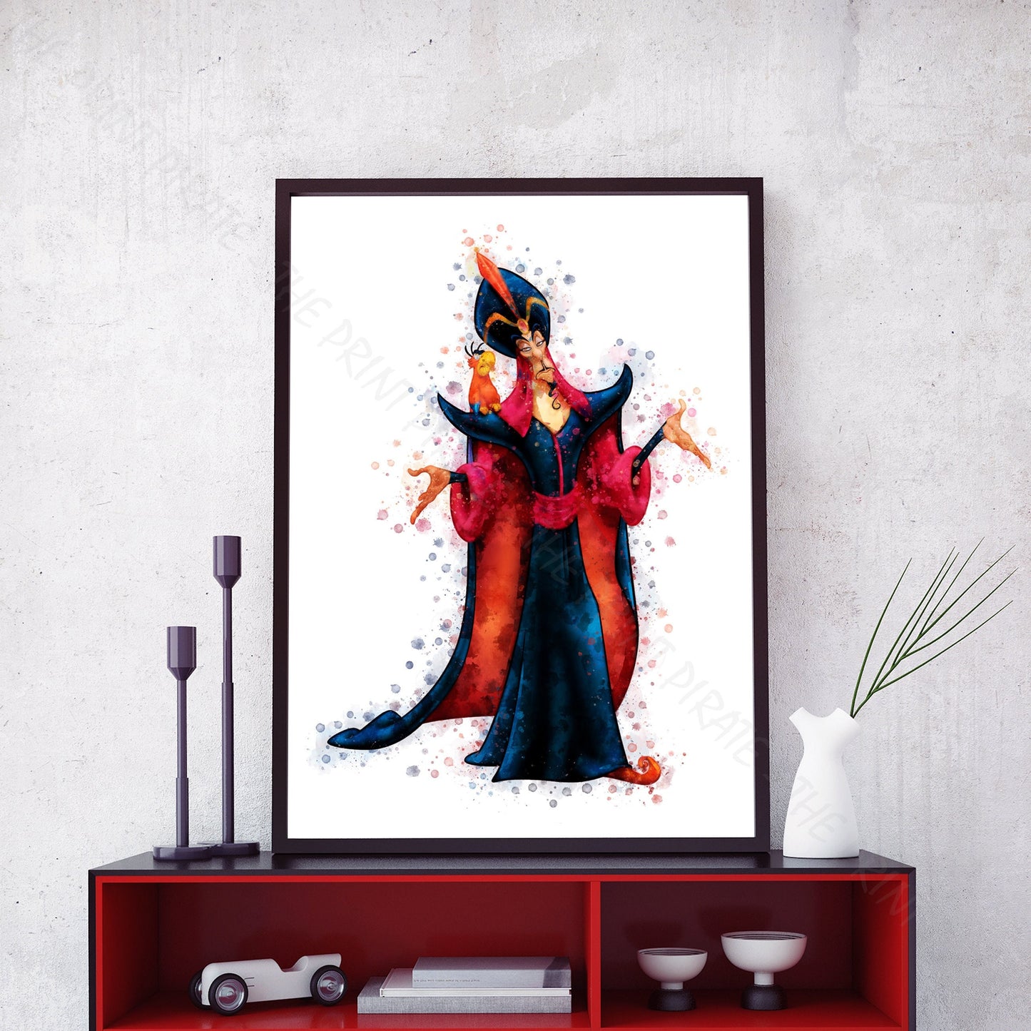 Disney 'JAFAR' Aladdin Villain Watercolour Splash Wall Art Print