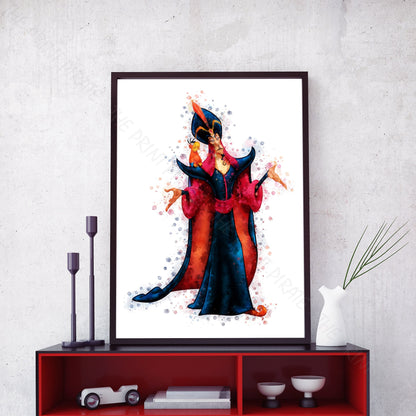 Disney 'JAFAR' Aladdin Villain Watercolour Splash Wall Art Print