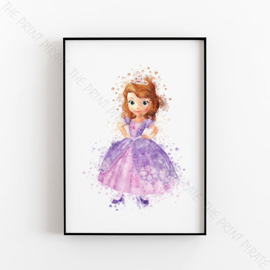 Disney 'SOFIA THE FIRST' Princess Watercolour Splash Wall Art Print