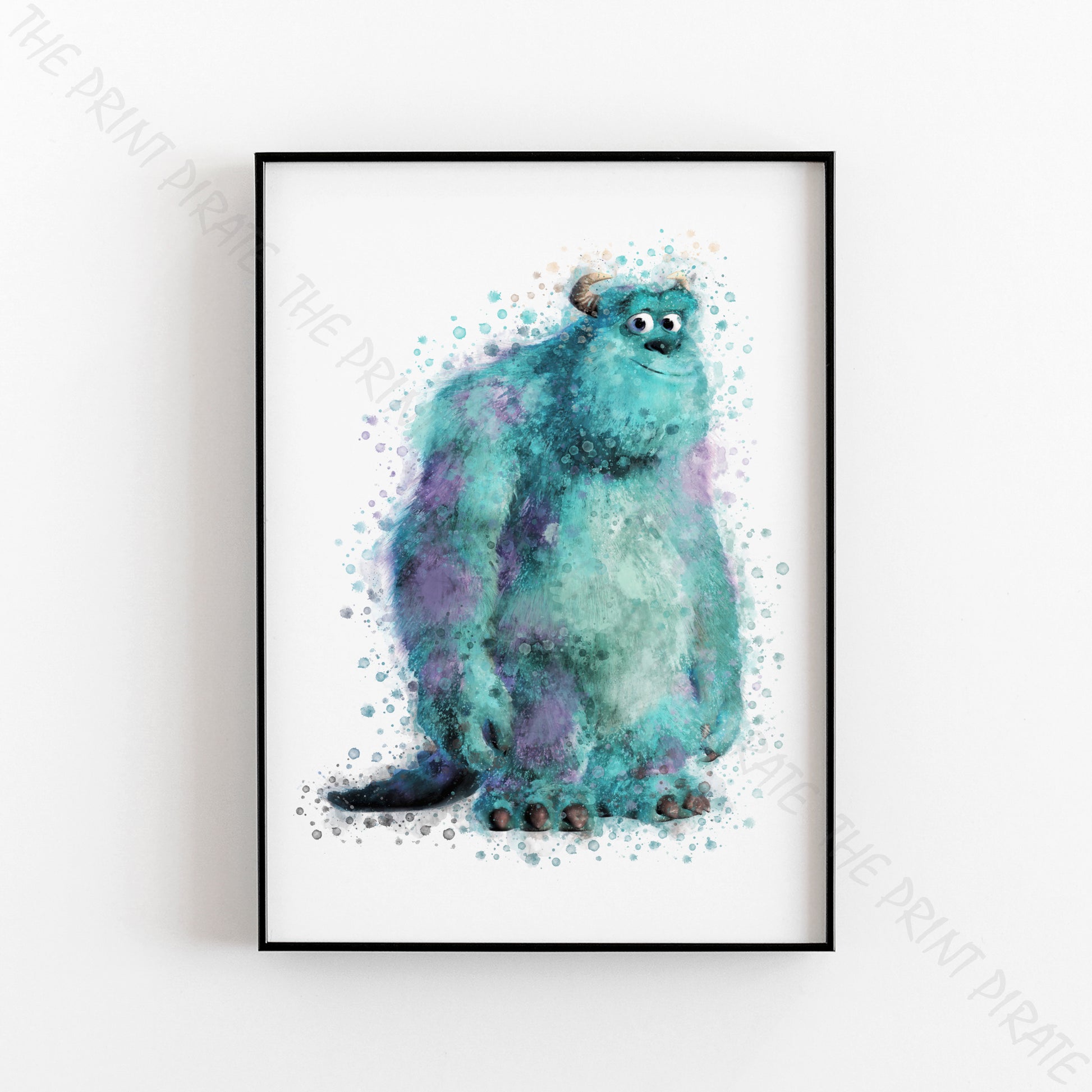 sully monsters inc painting Disney Pixar 'SULLY' Monsters INC Watercolour Splash Wall Art Print – The Print Pirate
