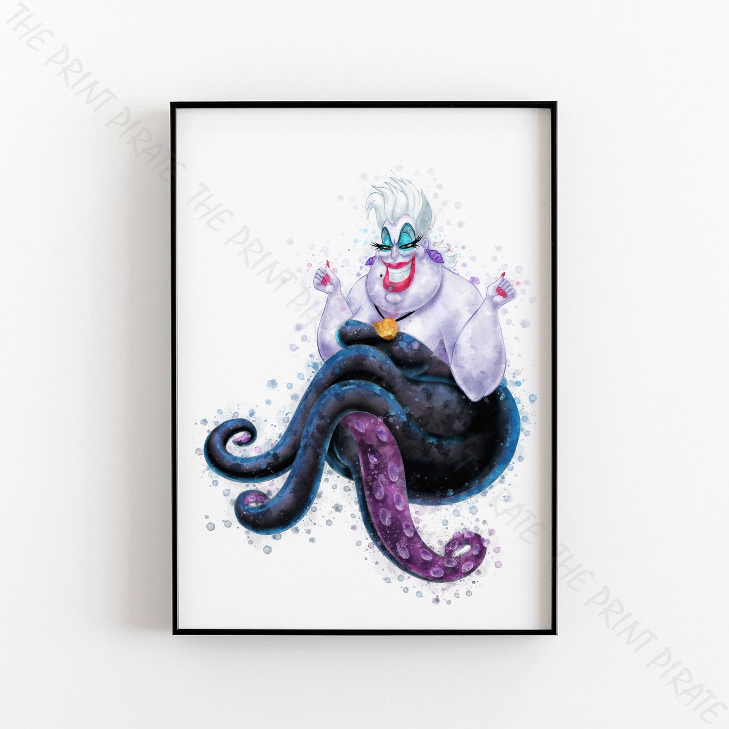 Disney 'URSULA' Little Mermaid Villain Watercolour Splash Wall Art Print