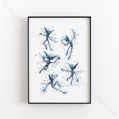 Wizarding World 'CORNISH PIXIES' Hogwarts Harry Potter / Fantastic Beasts Watercolour Splash Wall Art Print
