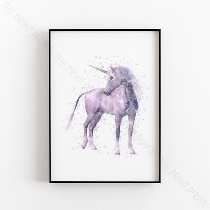 Wizarding World 'UNICORN' Hogwarts Harry Potter / Fantastic Beasts Watercolour Splash Wall Art Print