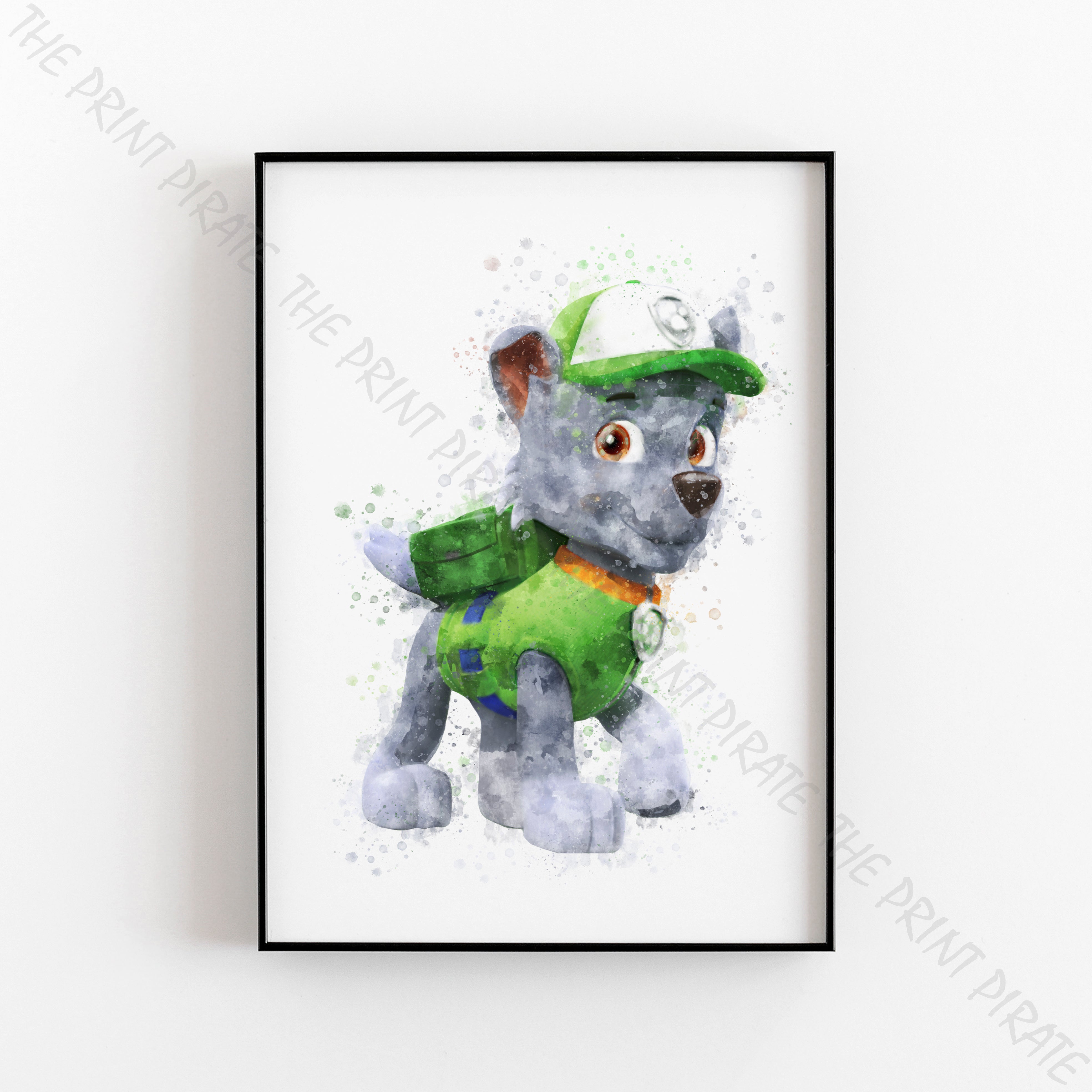 Paw Patrol 'ROCKY' Watercolour Splash Wall Art Print – The Print Pirate