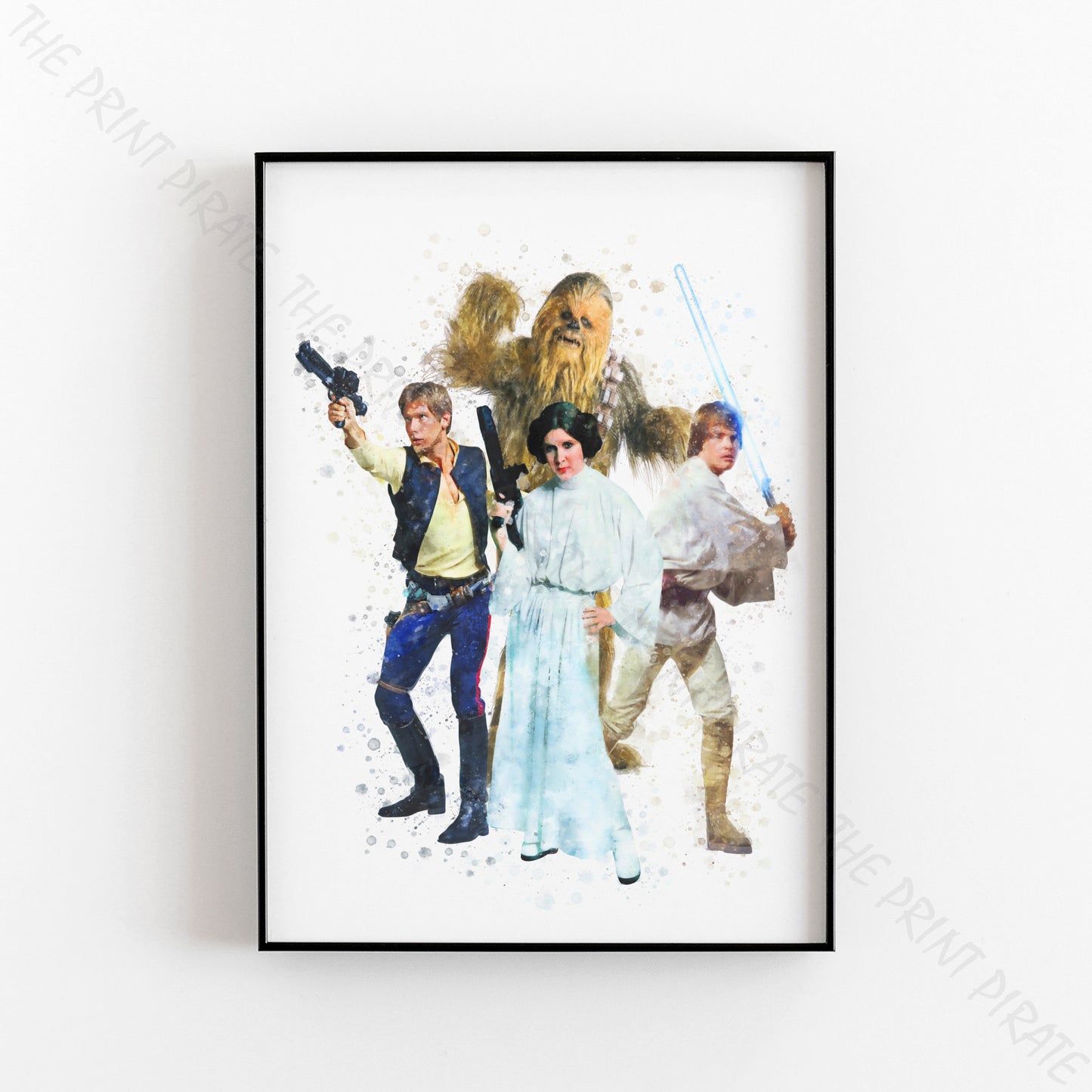 Star Wars 'HANS, LEIA, LUKE AND CHEWBACCA' Watercolour Splash Wall Art Print