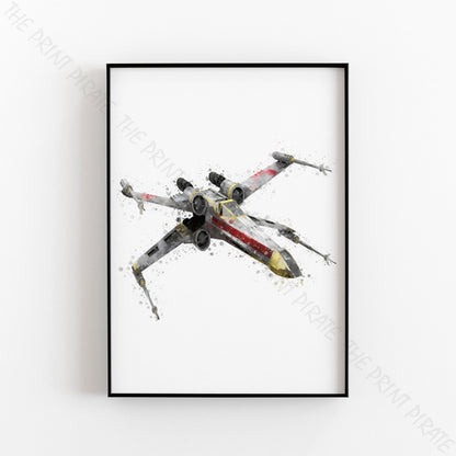 Star Wars 'X-WING' Watercolour Splash Wall Art Print